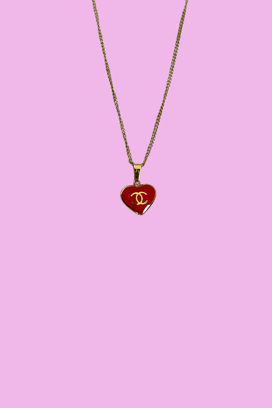 Red CC Heart Necklace