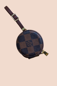 Brown Checkered Earphones Case