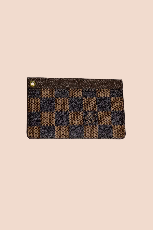 Brown Checkered Credit Card Wallet