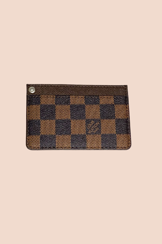 Brown Checkered Card Holder