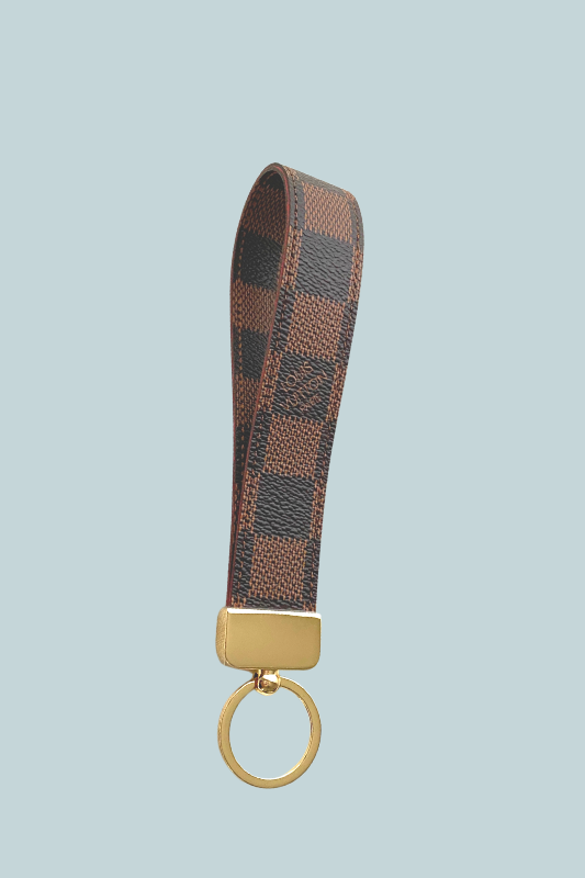 Brown Checkered Wristlet